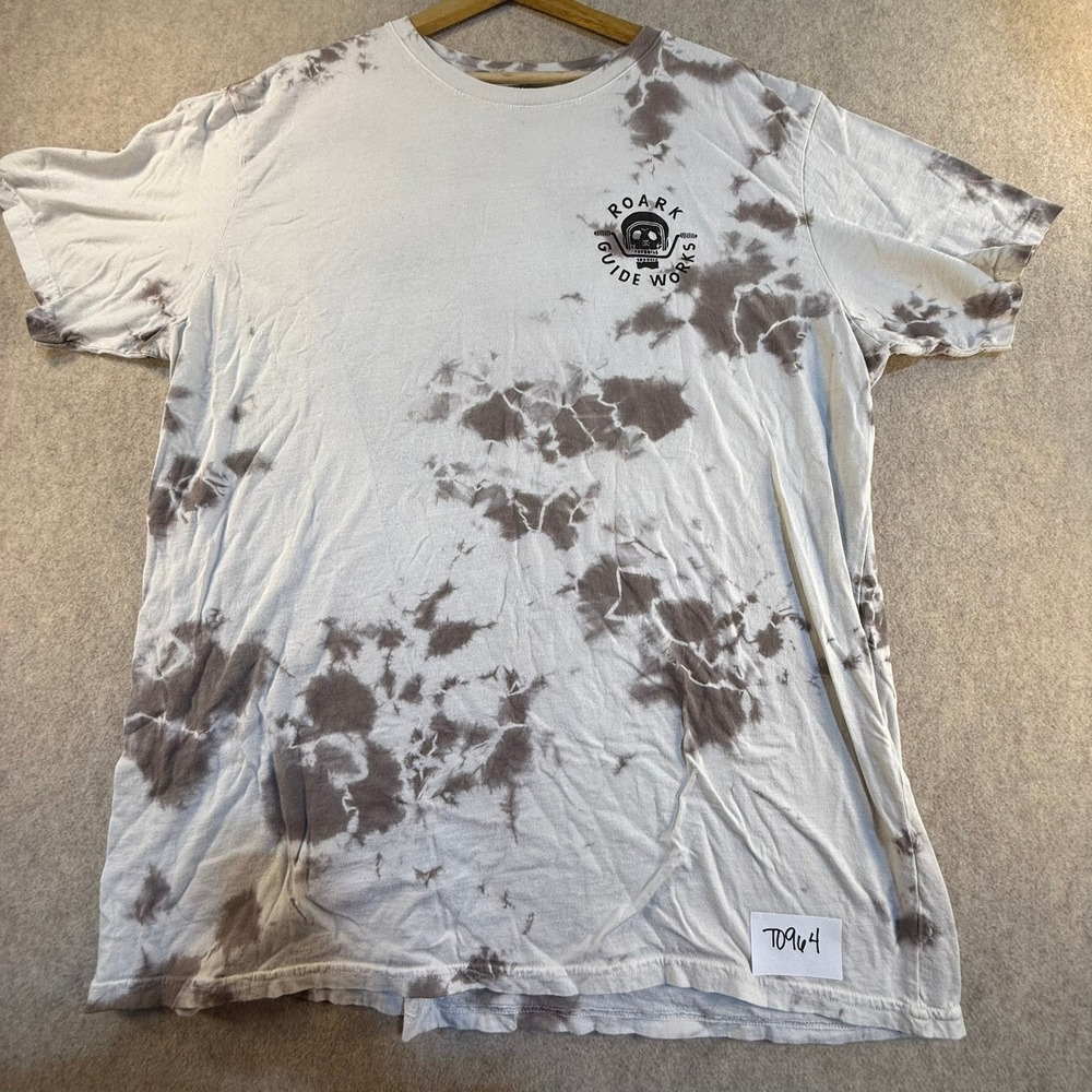 Roark Guide Works Tie Dye Premium Tee XXL Mens White Grey Skull Graphic T-Shirt